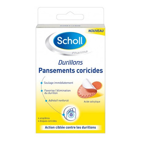 Scholl pansements coricides durillons 2 emplâtres + 2 disques coricides
