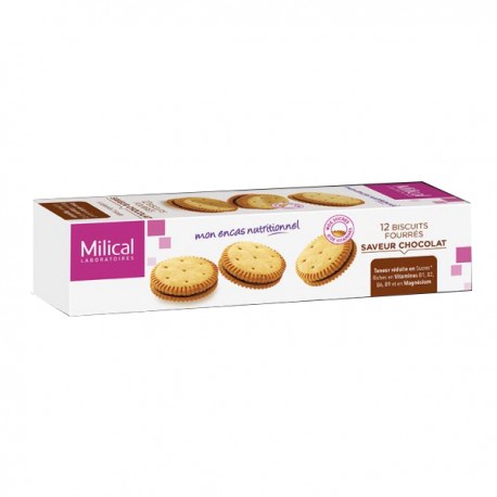 Milical Biscuits fourrés saveur chocolat 12 biscuits
