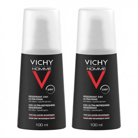 Vichy homme déodorant 24h vaporisateur ultra-frais 2x100ml