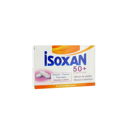 Isoxan 50+ complément pour concentration et  vitalité 20 comprimés